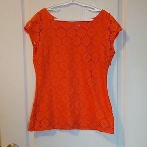 Orange cap sleeve shirt
